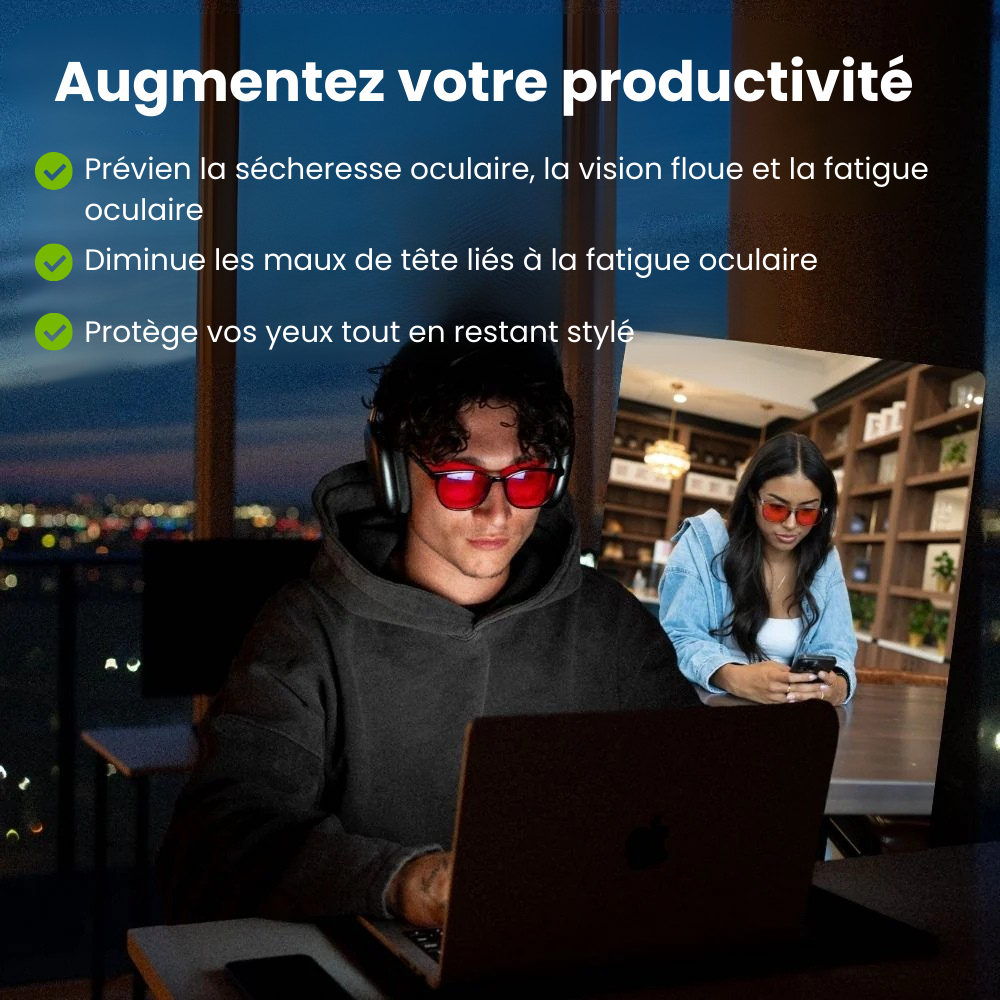 Aurévia | Lunettes à verres rouges anti-lumière bleue