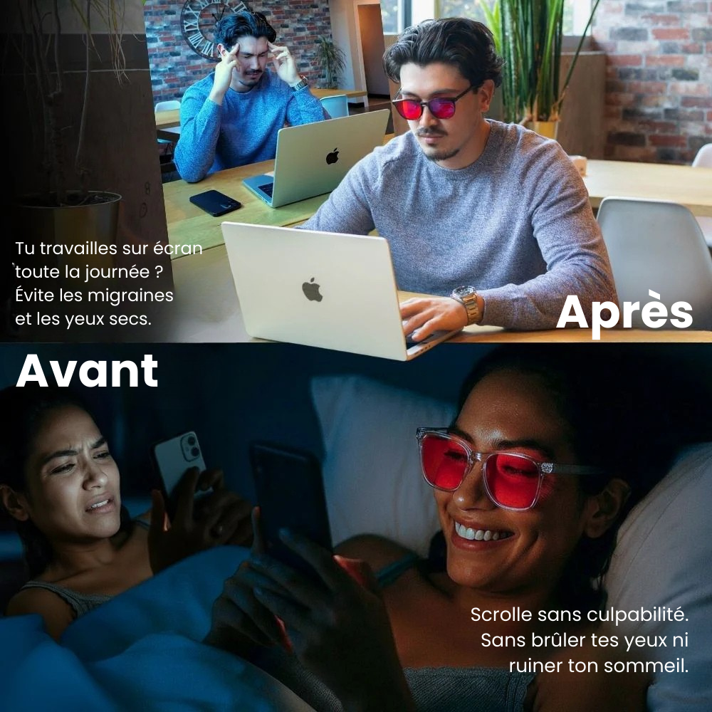 Aurévia | Lunettes à verres rouges anti-lumière bleue