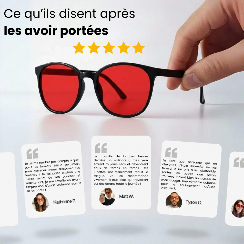 Aurévia | Lunettes à verres rouges anti-lumière bleue